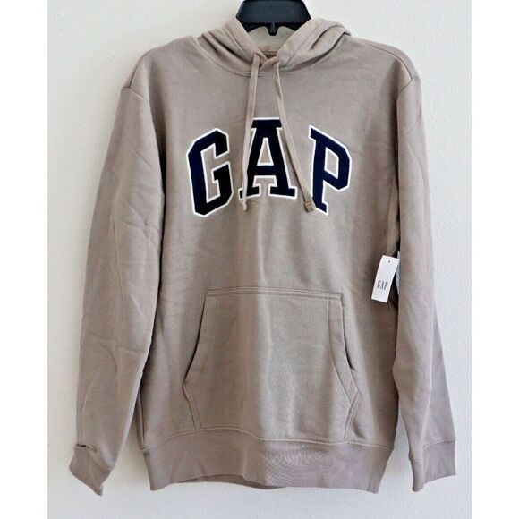 GAP 646844-47 Men's Sz Small Cool Brown/Beige Logo Pullover Hoodie - Picture 1 of 6